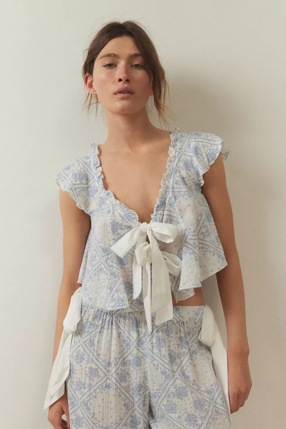 Out From Under Pretty PJ Tie-Front Top | Urban Outfitters (US and RoW)