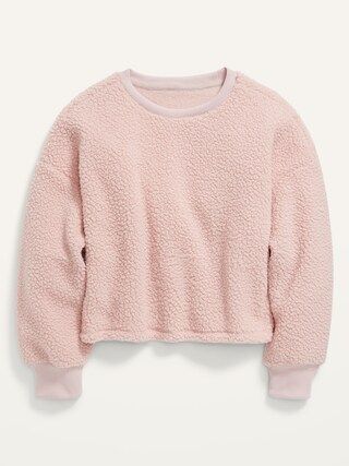 Slouchy Sherpa Cropped Sweatshirt for Girls | Old Navy (US)