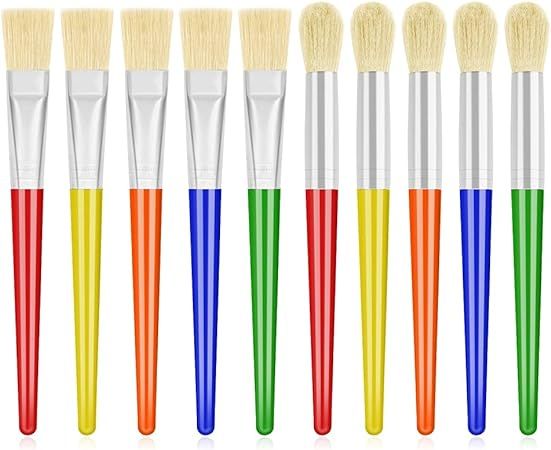 Amazon.com: 10Pcs Paint Brushes for Kids, Anezus Kids Paint Brushes Toddler Large Chubby Paint Br... | Amazon (US)