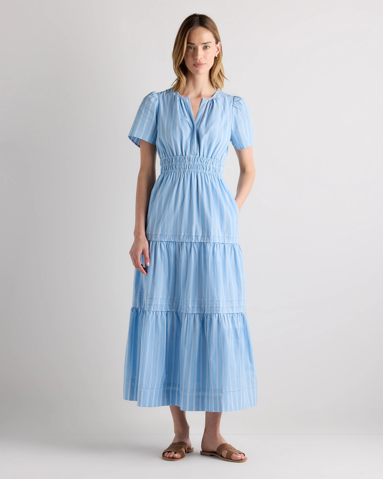100% Organic Cotton Poplin Tiered Maxi Dress | Quince