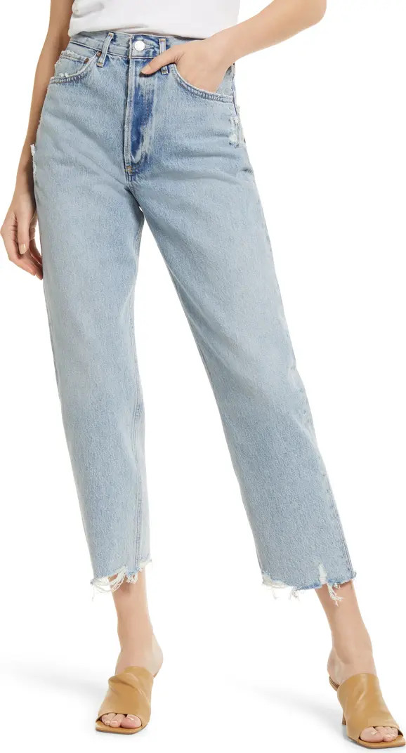 '90s High Waist Frayed Crop Organic Cotton Jeans | Nordstrom