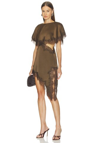 MORE TO COME Gabriella Cutout Mini Dress in Olive. - size XS | Revolve Clothing (Global)