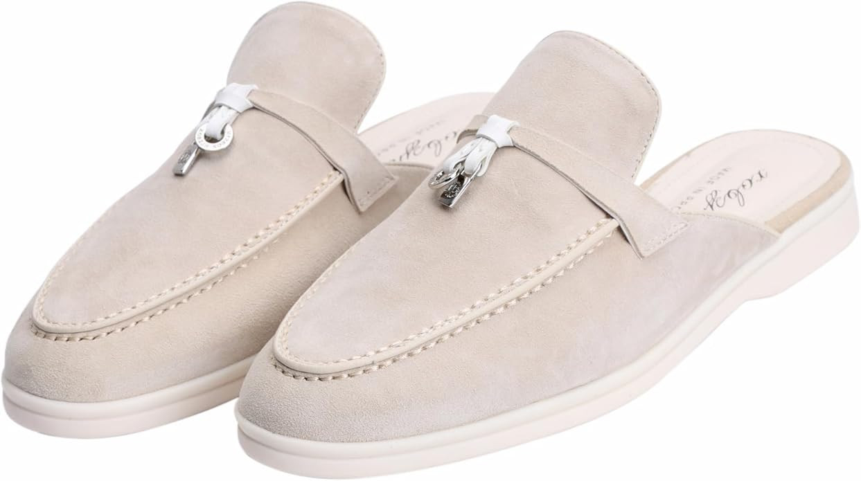 XOBZJH Designer Women's Mules Flat Heel - Suede Leather Flats with Tassel Detail, Comfortable Sli... | Amazon (US)