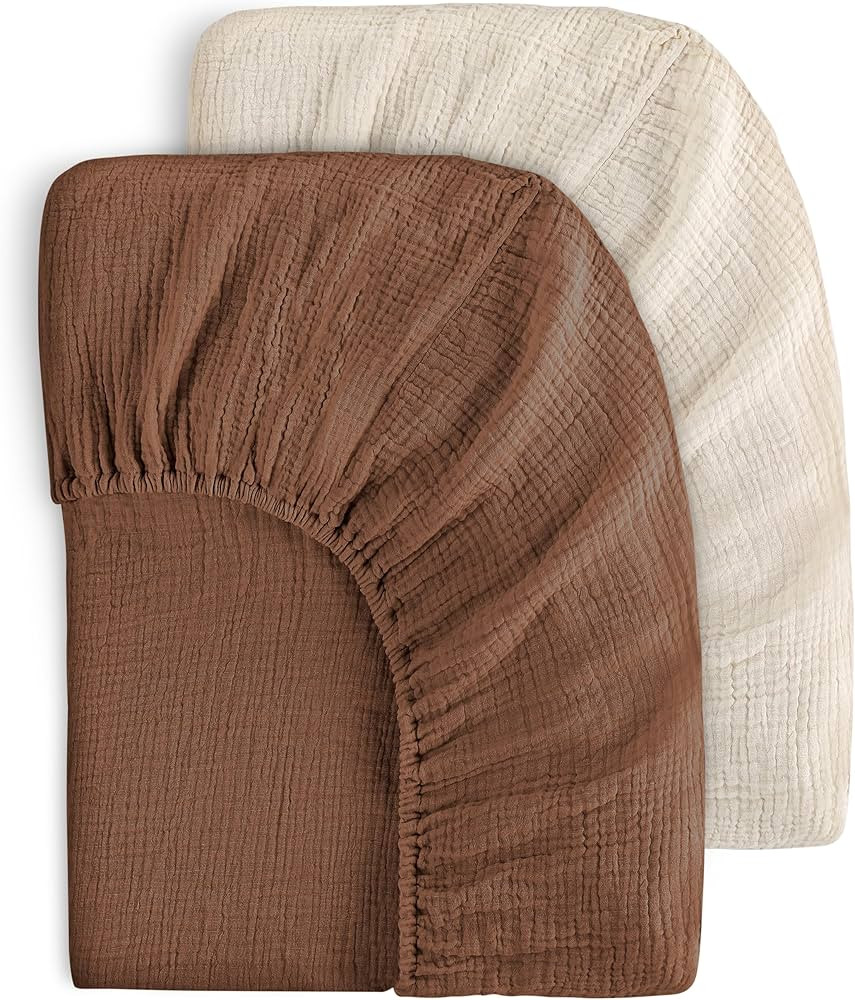 Yoofoss Muslin Crib Sheets for Boys Girls 100% Cotton Fitted Baby Crib Sheet 2 Pack Soft and Brea... | Amazon (US)