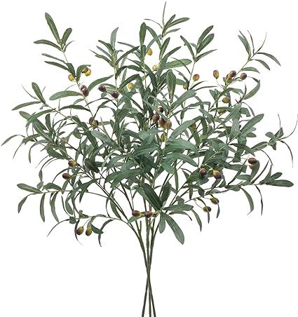 SHACOS 3 Pack Large Artificial Olive Branches with Olives for Vases Fake Olive Leaf Stems 39" Tal... | Amazon (US)