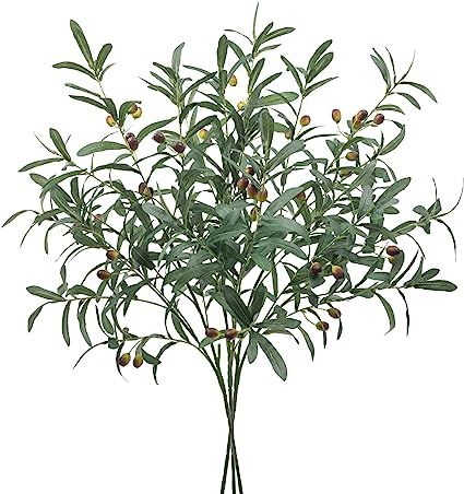 SHACOS 3 Pack Large Artificial Olive Branches with Olives for Vases Fake Olive Leaf Stems 39" Tal... | Amazon (US)