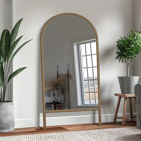 Ladder-Style Arched Solid Wood Framed Full Length Leaning Mirror - 71"x31" - Brown-Arched | Bed Bath & Beyond