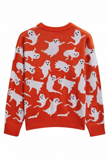 Haunted Ghost Round Neck Knit Sweater | Chicwish