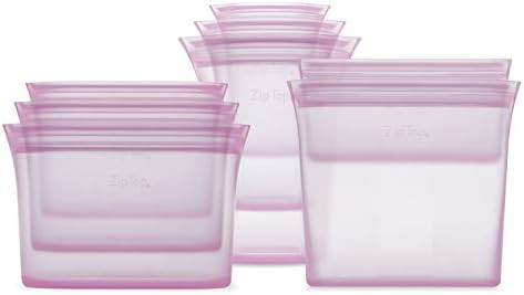Zip Top Reusable 100% Platinum Silicone Containers - Full Set of 8 - Lavender | Amazon (US)