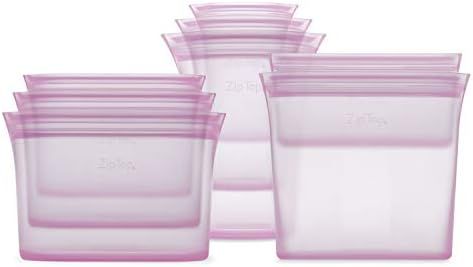 Zip Top Reusable 100% Platinum Silicone Containers - Full Set of 8 - Lavender | Amazon (US)