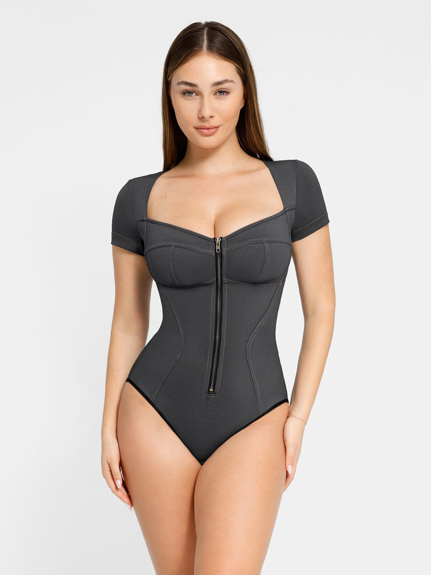 Shapewear Denim Sculpting Dress or Bodysuit or Jumpsuit - Bodysuit / Black / XXL | Popilush