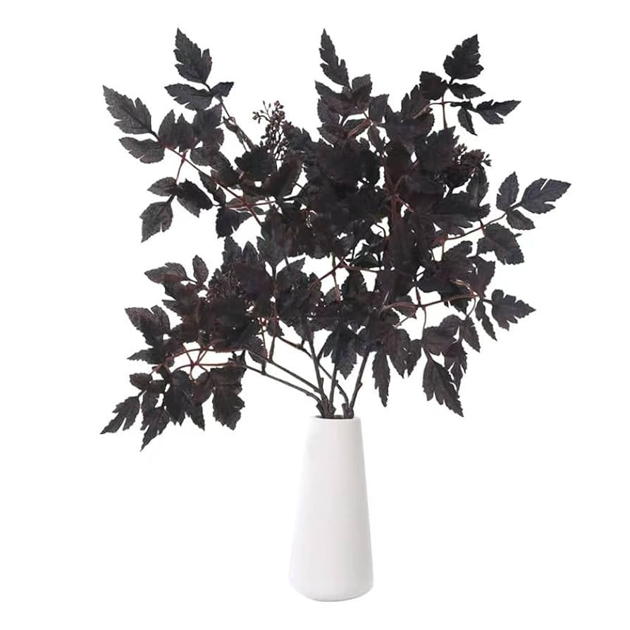 3 Pack 24" All-Purple Faux Cimicifuga Stems - Deep Fall Leaf Sprays for Luxe Vase Arrangements, A... | Amazon (US)