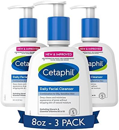 Face Wash by CETAPHIL, Daily Facial Cleanser for Sensitive, Combination to Oily Skin, NEW 8 oz 3 Pac | Amazon (US)