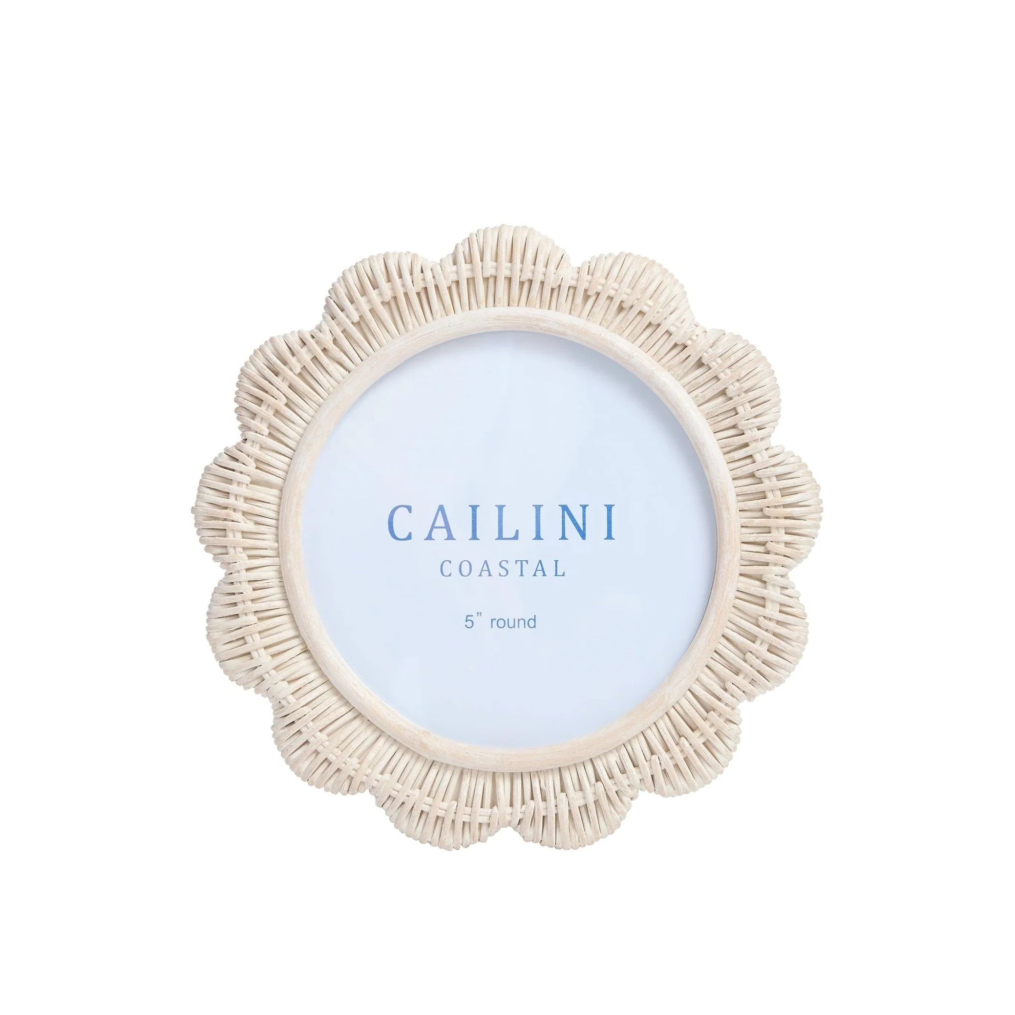 Surfside Scallop Rattan Round Photo Frame Driftwood | Cailini Coastal