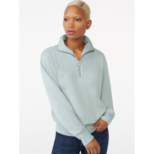 Free Assembly Women's Half Zip Sweatshirt with Collar | Walmart (US)