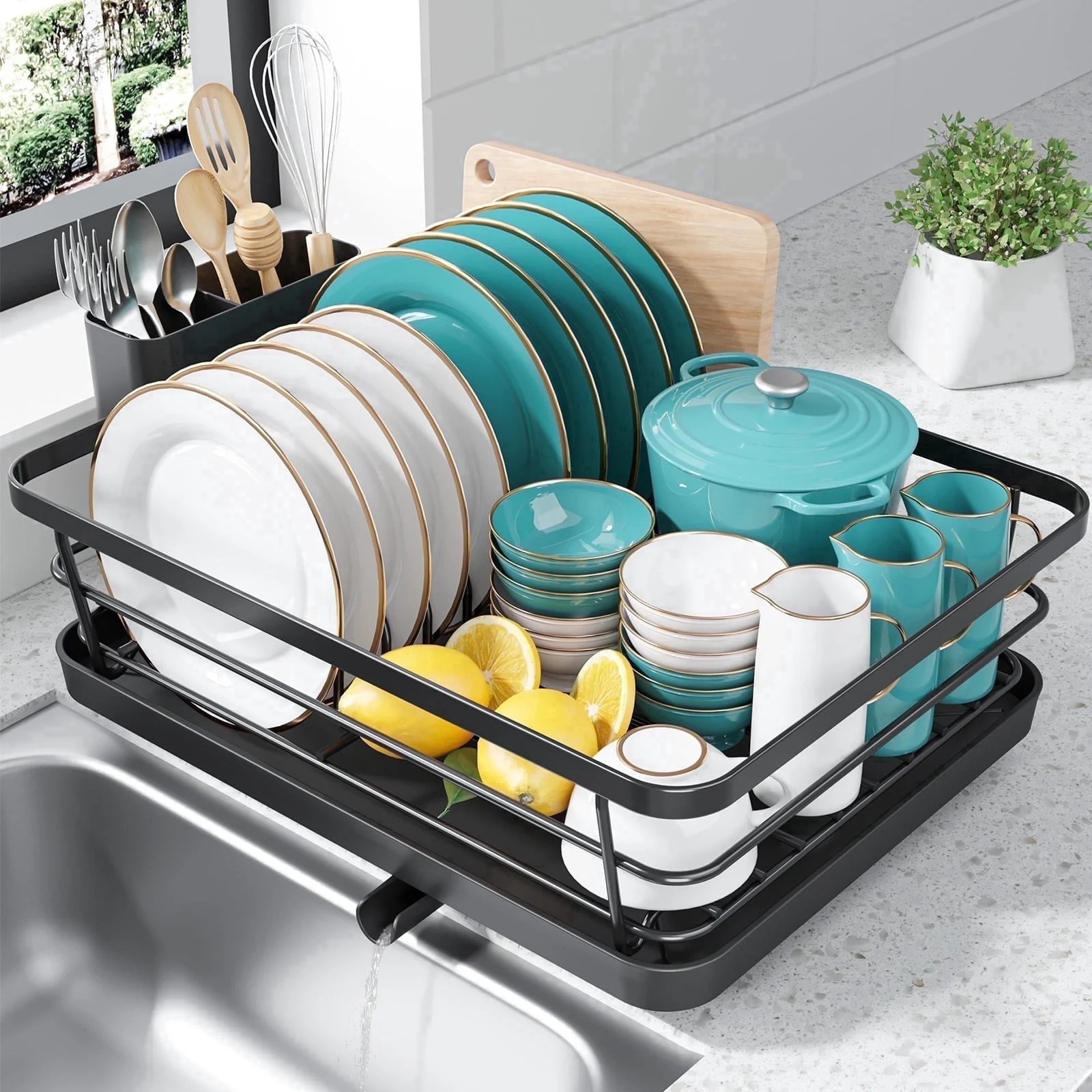 Sakugi Dish Drying Rack, Compact Dish Racks for Kitchen Counter, Black | Walmart (US)