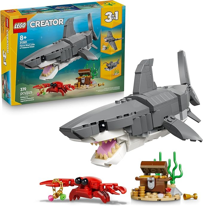 LEGO Creator Fierce Shark with a Treasure Chest Building Toy for Boys & Girls - Kids Build a Shar... | Amazon (US)