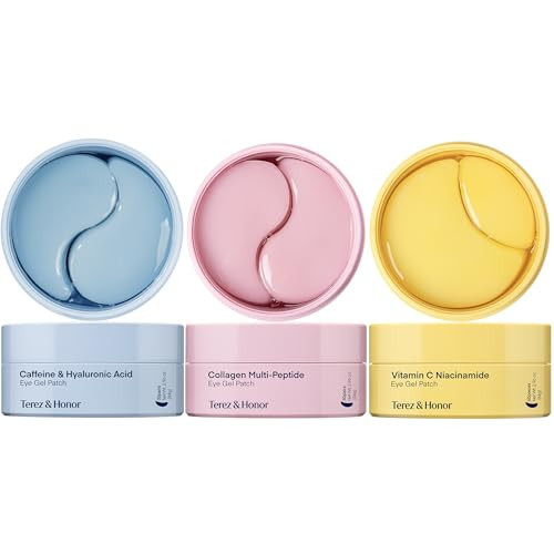 TEREZ & HONOR Eye Patches Gift Set - 3-Pack (x 60 Pcs) Korean Hydrogel Eye Masks with Caffeine, Collagen & Vitamin C - For Puffy Eyes, Dark Circles, Fine Lines, Wrinkles & Bags, Travel Case Included | Amazon (US)