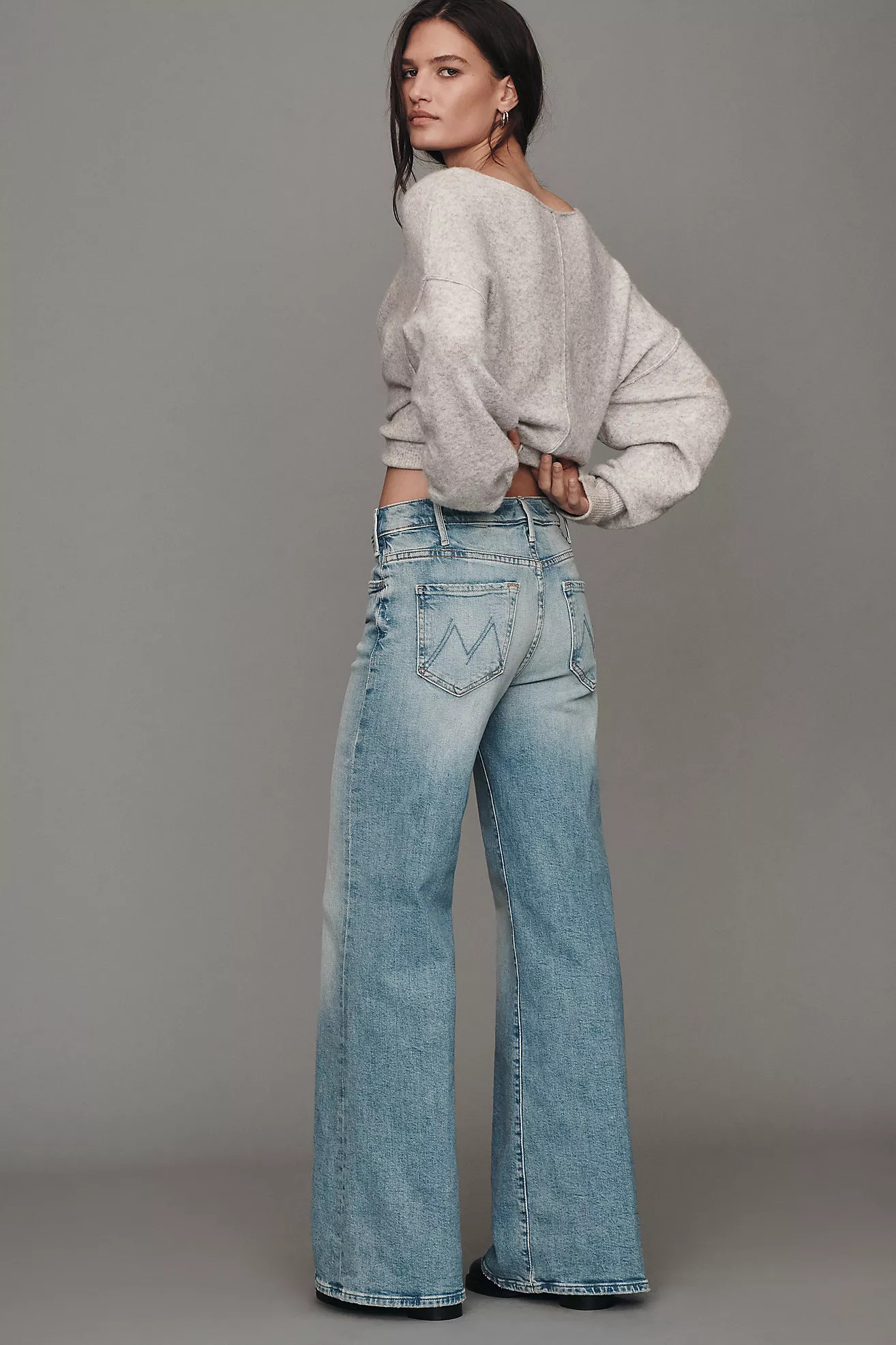 MOTHER The Hustler Roller Sneak High-Rise Wide-Leg Jeans | Anthropologie (US)