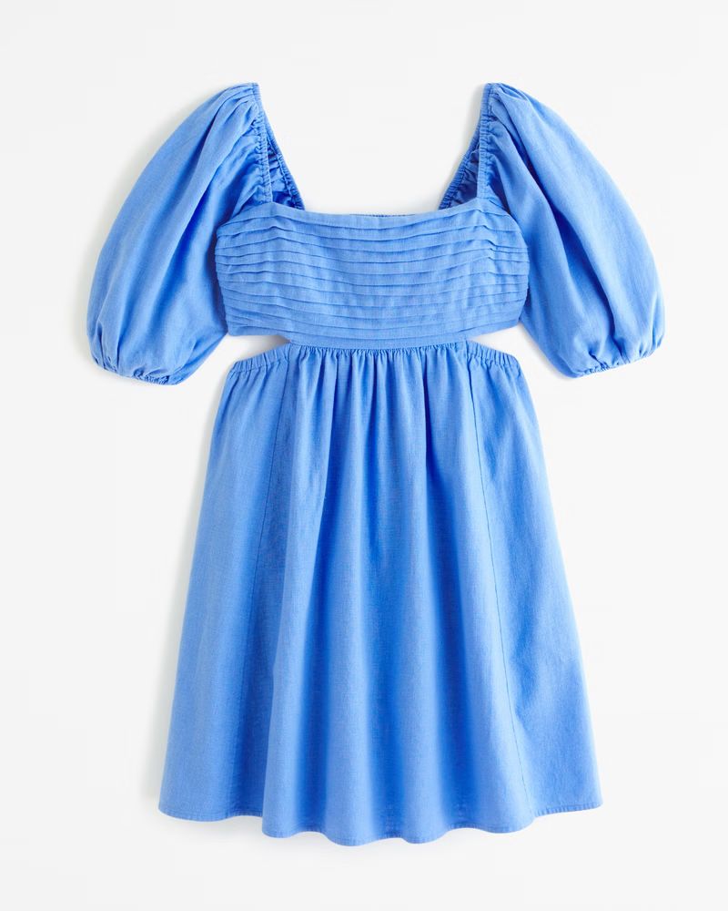 Emerson Linen-Blend Cutout Mini Dress | Abercrombie & Fitch (US)