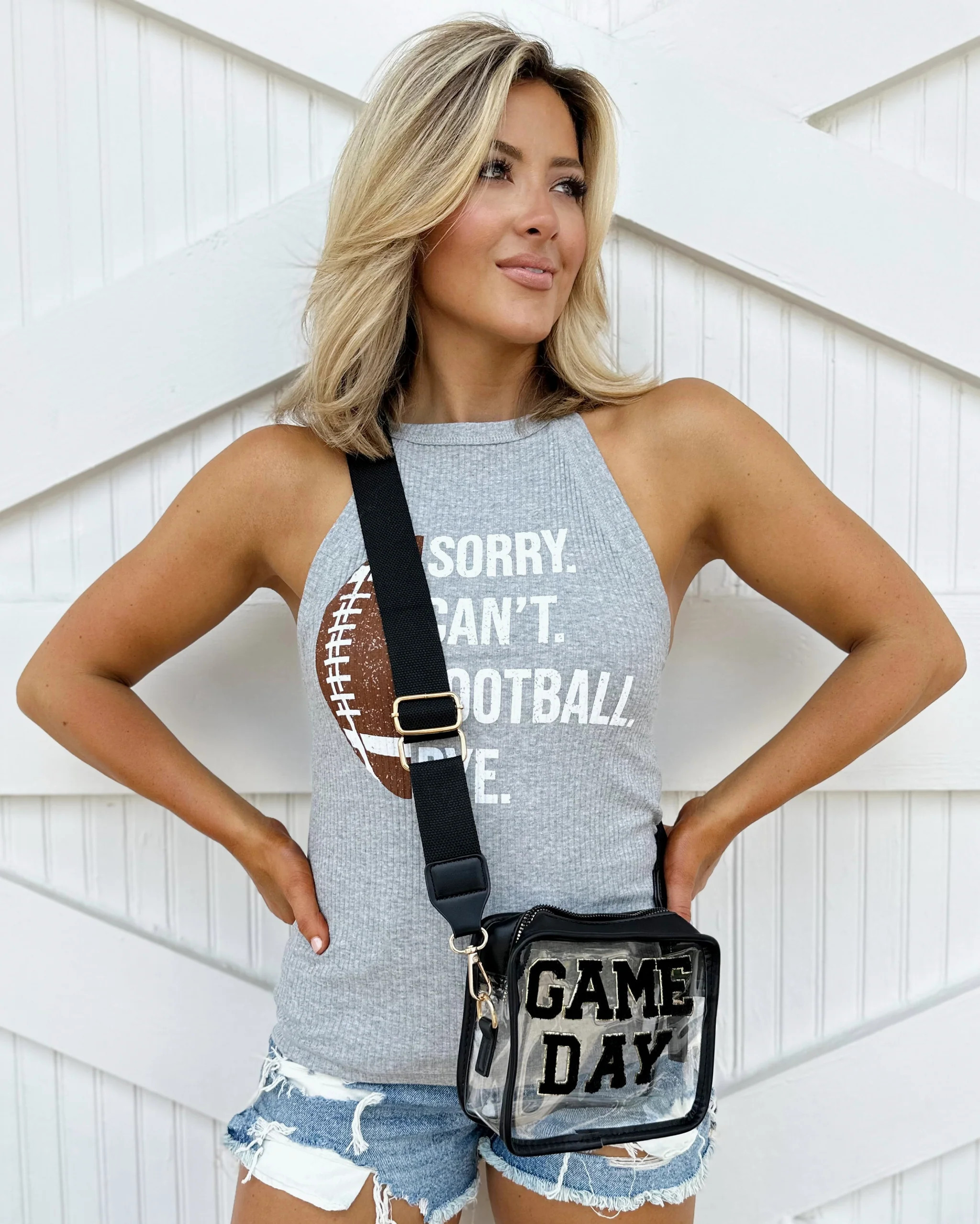 Black GAME DAY Chenille-Patch Stadium-Approved Clear Purse (Pre-Order Ships 9/15) | Live Love Gameday®