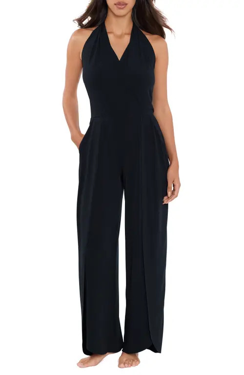 Magicsuit® Halter Cover-Up Jumpsuit in Black at Nordstrom, Size Medium | Nordstrom