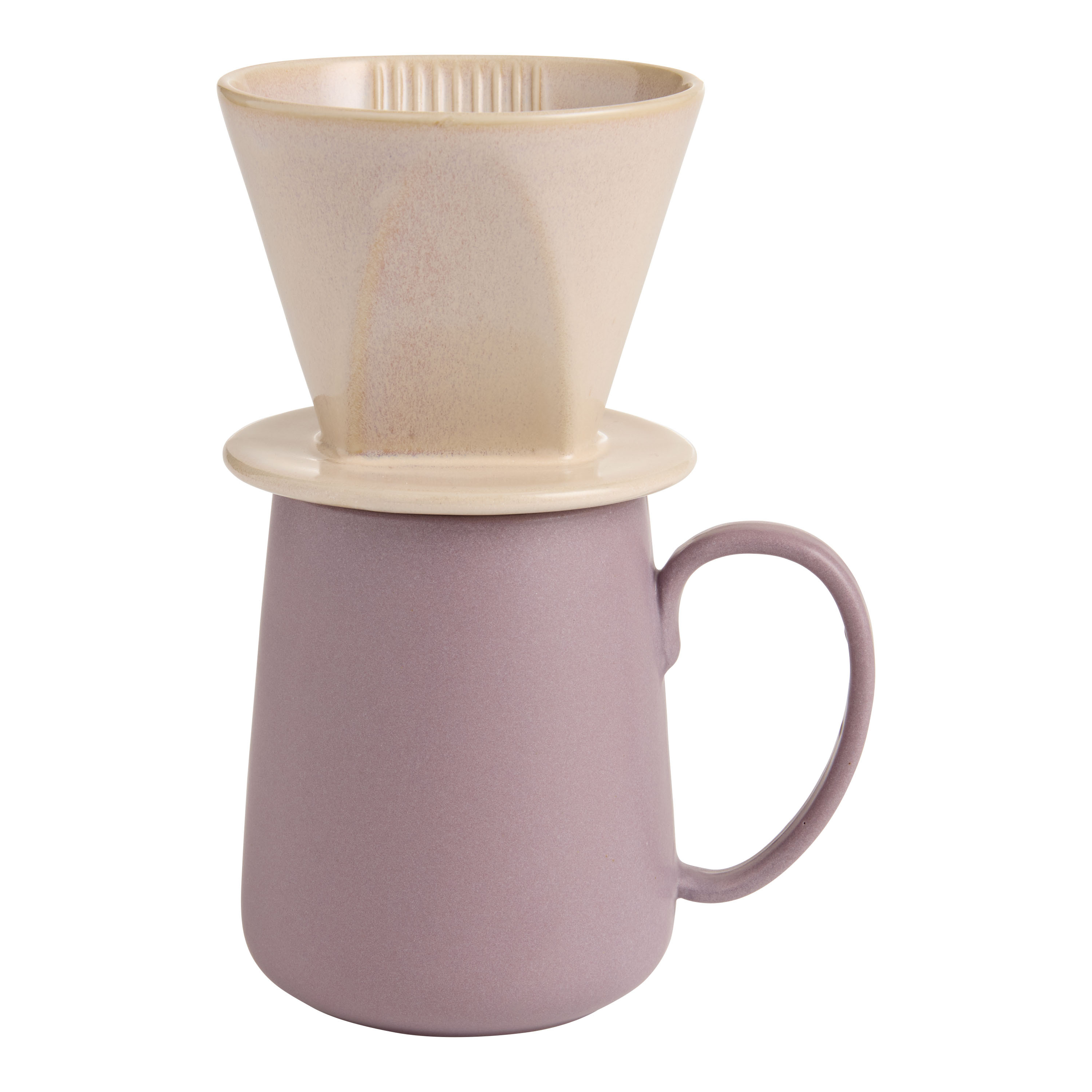 Lilac and Gray Ceramic Pour Over Coffee Maker Gift Set | World Market