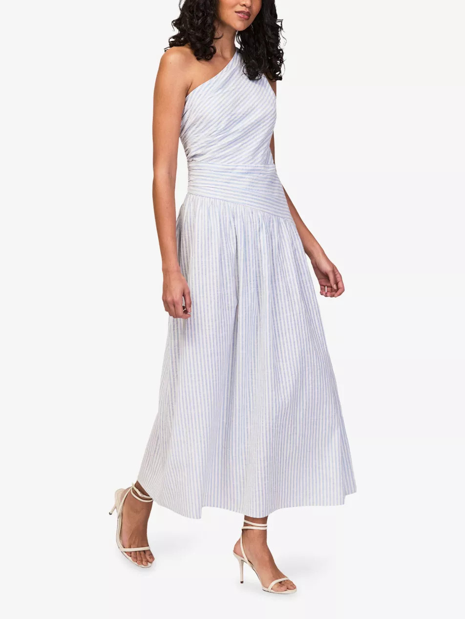RO&ZO - Striped One-Shoulder Cotton Midi Dress | Selfridges.com | Selfridges