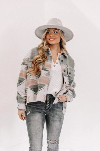 Grey Aztec Jacket | Lane 201 Boutique
