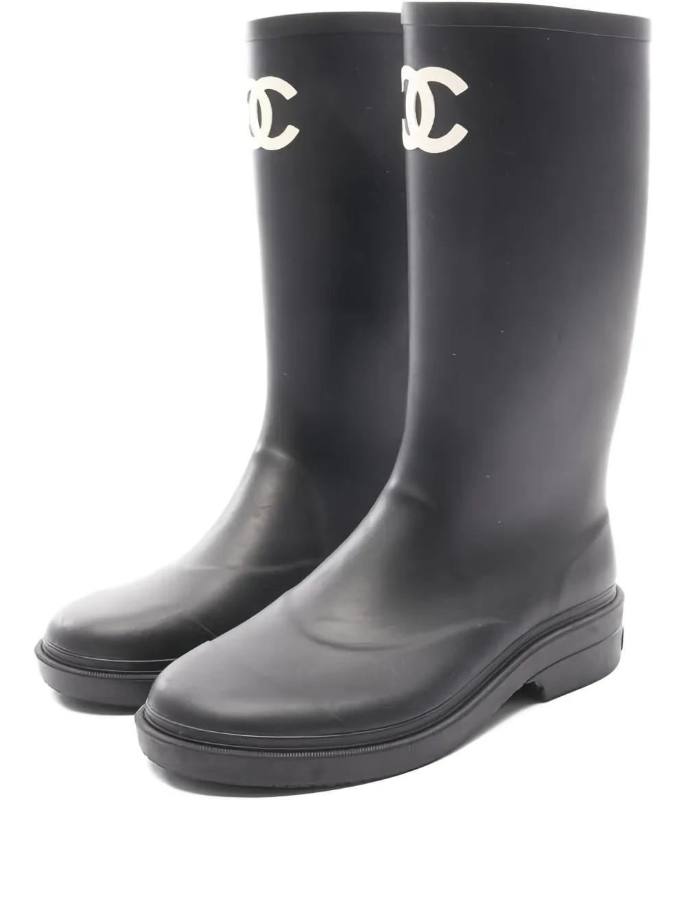 CHANEL Pre-Owned 1986-1988 CC Rain Boots | Black | FARFETCH | Farfetch Global