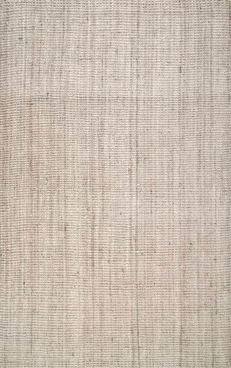 Off White Handwoven Jute Ribbed Solid 7' 6" x 9' 6" Area Rug | Rugs USA