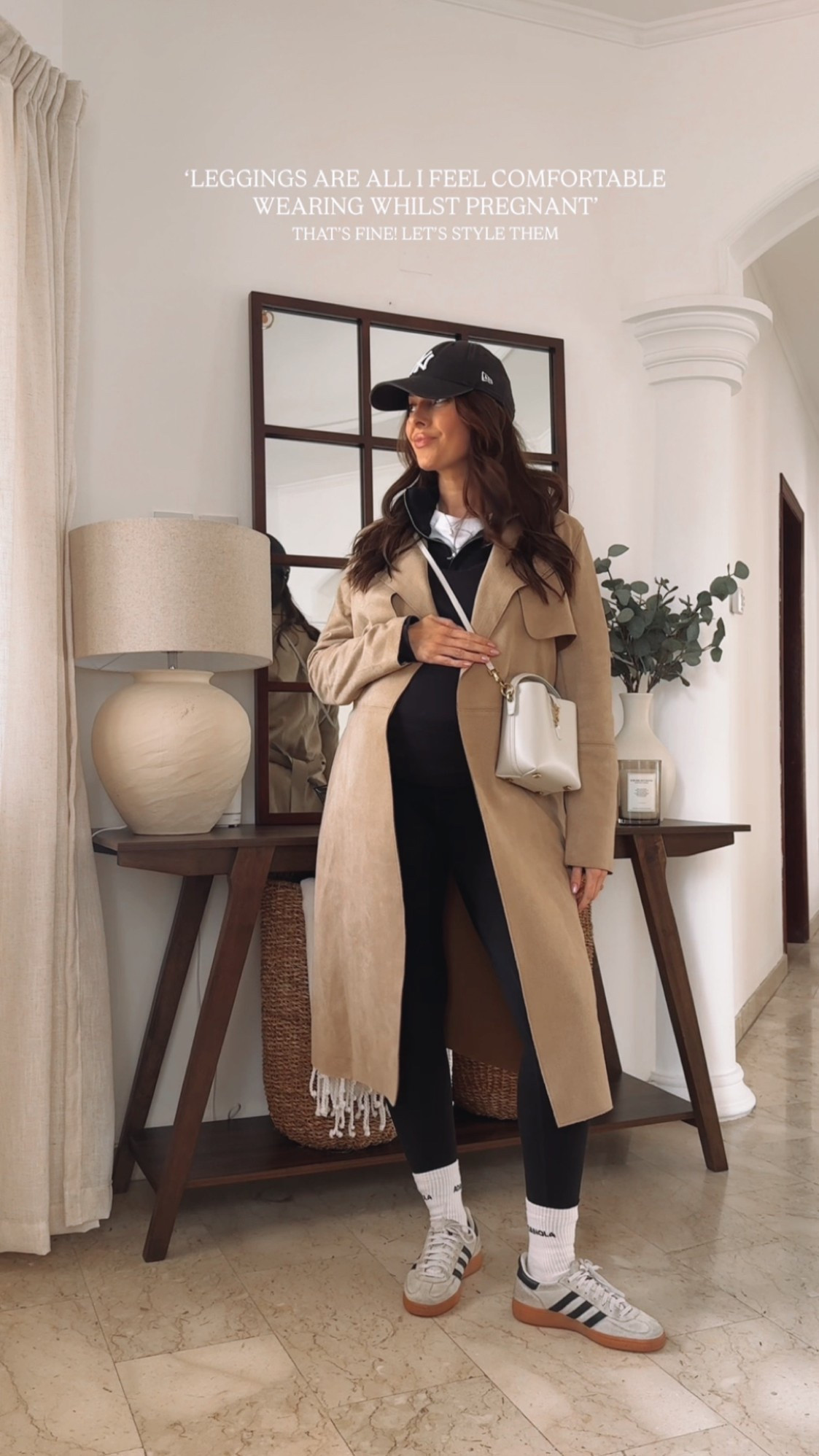 When you only feel comfortable in leggings but still want to feel put-together 🤍 

A comfy, casual look is my go to during pregnancy! 

The sweater is my husbands but I’ve linked everything else below! 🤍

#LTKstyletip #LTKmaternity #LTKuk