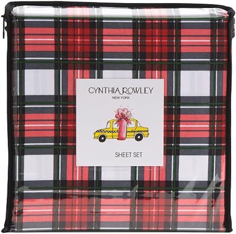 Cynthia Rowley Winter Christmas Holiday Sheet Set (Tartan Plaid, Full) | Amazon (US)