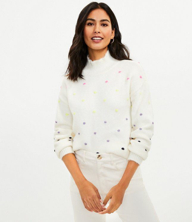 Bobble Mock Neck Sweater | LOFT