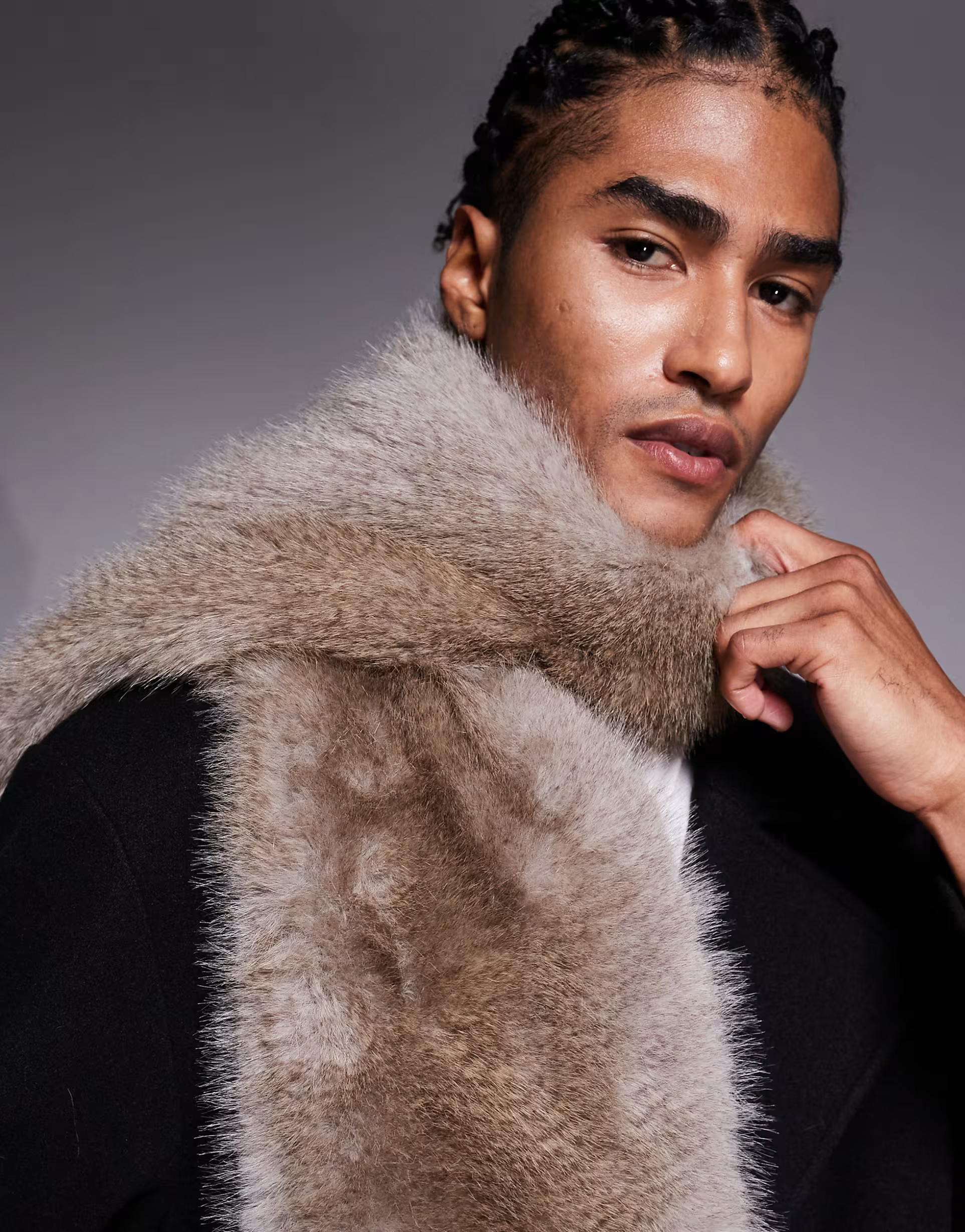 ASOS DESIGN faux fur plush scarf in brown | ASOS | ASOS (Global)