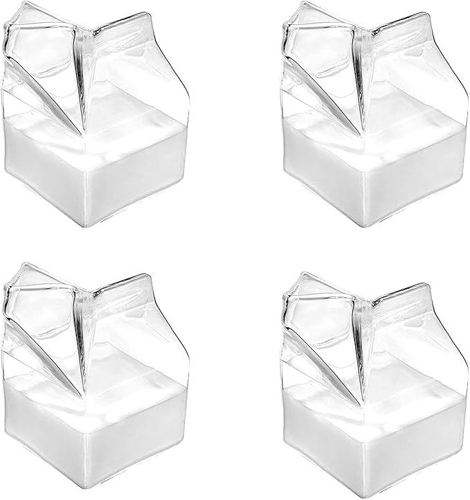 Glass Milk Carton, Clear Mini Creamer Container, Creamer Pitcher, Gift Choice(Pack of 4) | Amazon (US)