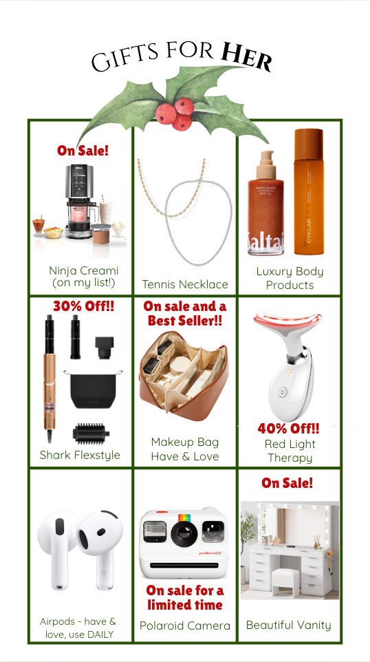 Gift ideas for Her!! Plenty of items on sale, make all her dreams come true!! 

 #LTKGiftGuide #LTKHoliday #LTKSaleAlert