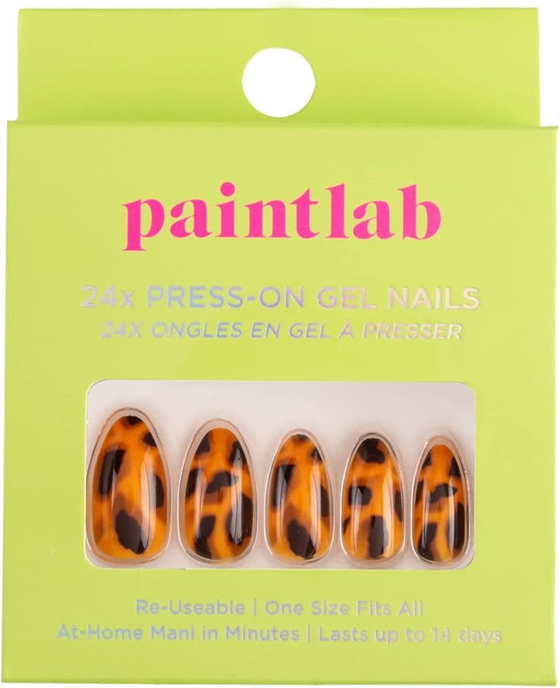 PaintLab Almond Press On Nails Medium Length - 24 Piece Fake Nails Plus Nail Glue, Nail File, Pre... | Amazon (US)