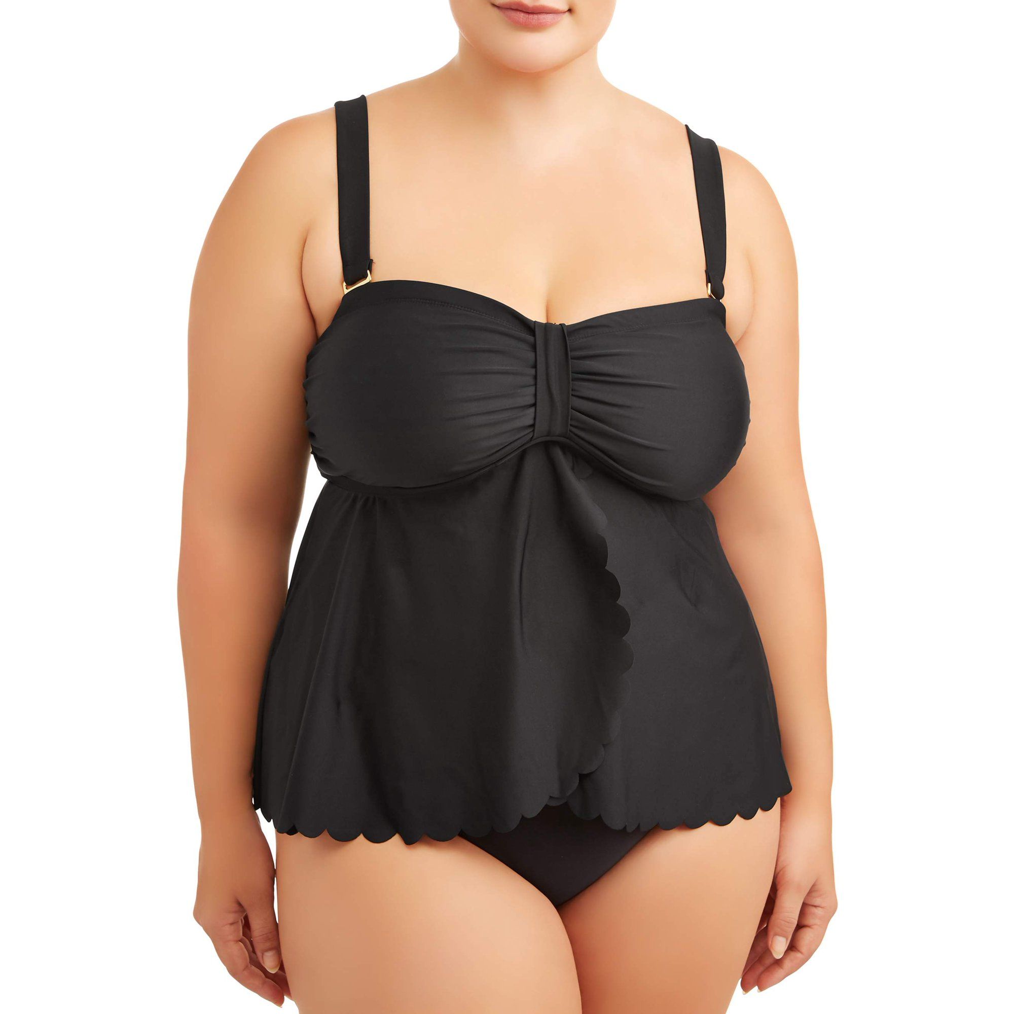 Terra & Sky Women's Plus Size Solid Tankini Swimsuit Top | Walmart (US)