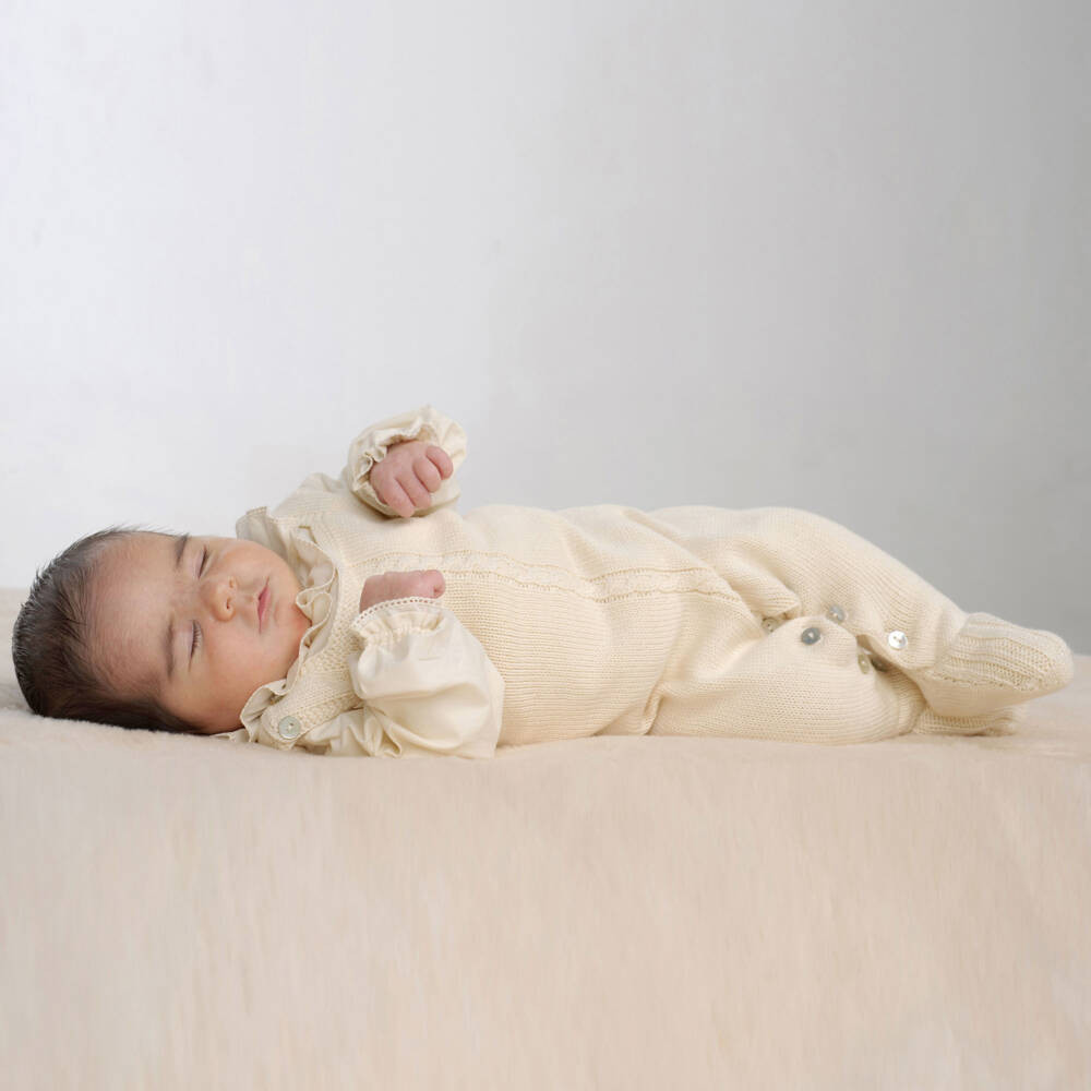Ivory Organic Cotton Knit Babysuit | Childrensalon