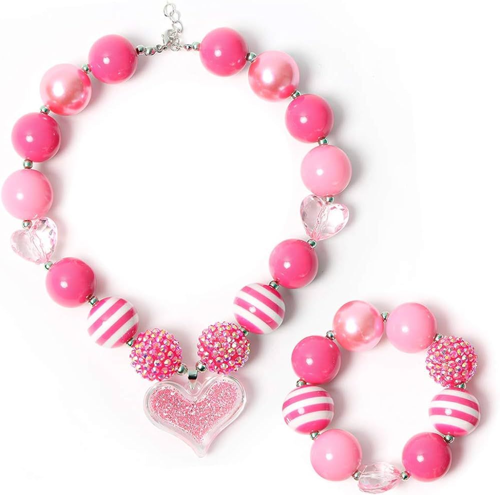 3 otters Little Girls Necklace Bracelet, Bead Necklaces for Toddler Necklace and Bracelet Set, Ea... | Amazon (US)