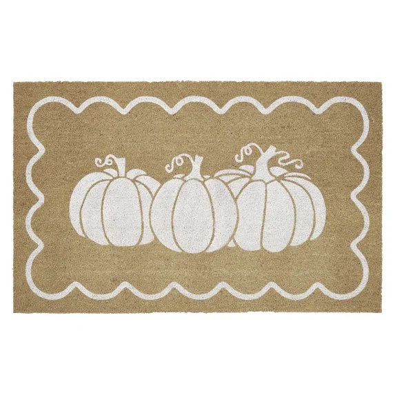 Natural/White Pumpkin Scallop Outdoor Coir Doormat, 30" x 48" | Walmart (US)