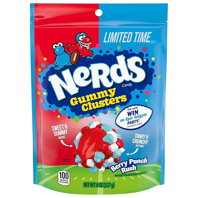 NERDS Gummy Clusters Candy, Berry Punch Rush, Crunchy and Gummy, Game Day Candy, Football Party S... | Amazon (US)