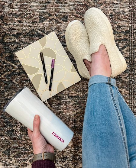 My every day go-tos. You can find these Allbird Fluffs on my feet, a half-full Corkcicle tumbler of water in one hand, and a Sharpie Pen in the other. I plan my whole day in the Erin Condren Focused Planner and I almost always have jeans on because I love denim. 🖤

#LTKshoecrush #LTKworkwear #LTKhome