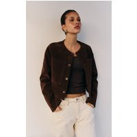 Brown Suede Look Boxy Button Up Jacket | PrettyLittleThing US