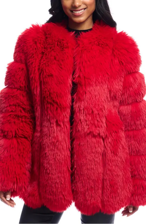 DONNA SALYERS FABULOUS FURS Avante Faux Fur Coat in Cherry at Nordstrom, Size Small | Nordstrom