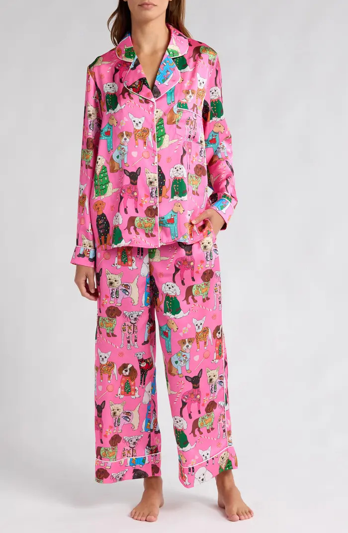 Karen Mabon Christmas Dogs Satin Pajamas | Nordstrom | Nordstrom