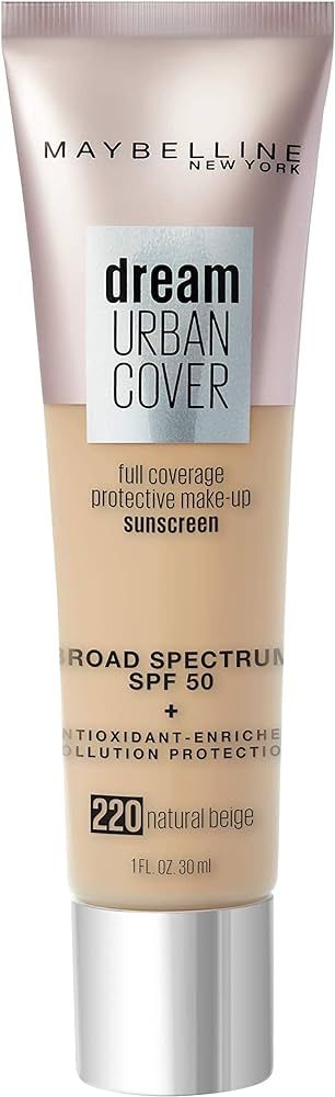 Maybelline Dream Urban Cover Flawless Coverage Foundation Makeup, SPF 50, Natural Beige | Amazon (US)