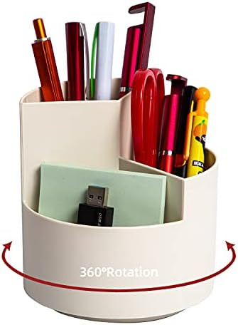 Desk Pencil Pen Holder, 3 Slots 360-Degree Spinning Pencil Pen Desk Organizers, Desktop Storage P... | Amazon (US)