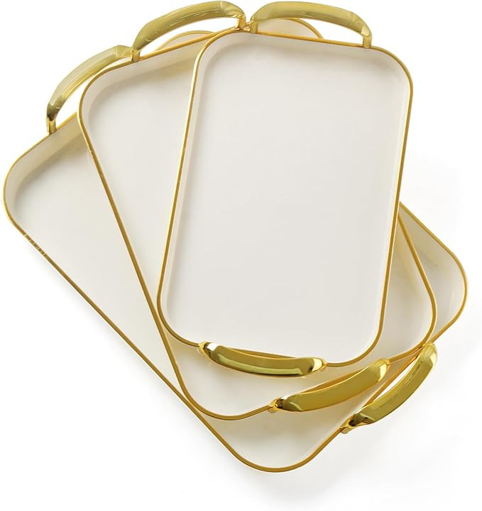 JEESA Set of 3 Serving Platters with Handles 18.3/16.7/14.8 Inch Large Party Reusable Tray Rectan... | Amazon (US)